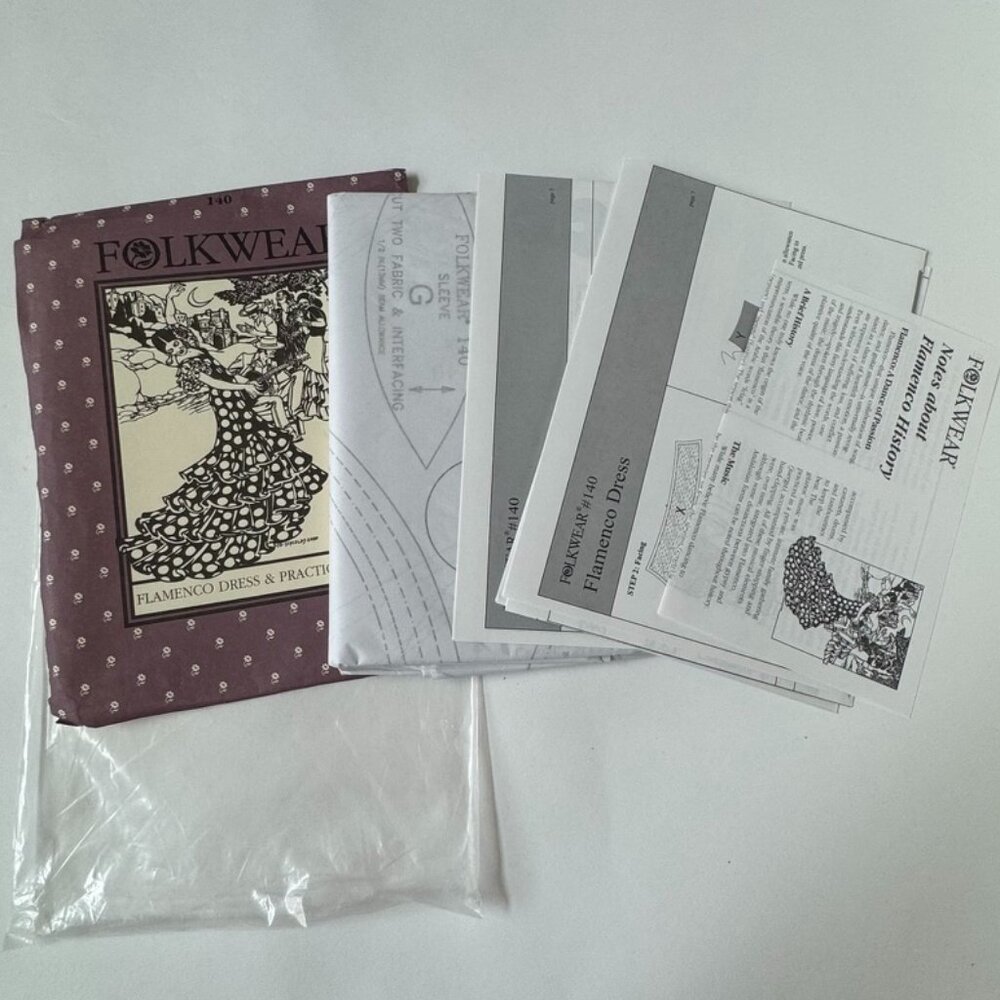 Folkwear 140 Vintage Flamenco Dress & Practice Skirt Un-Cut Pattern 2001 - Picture 3 of 3